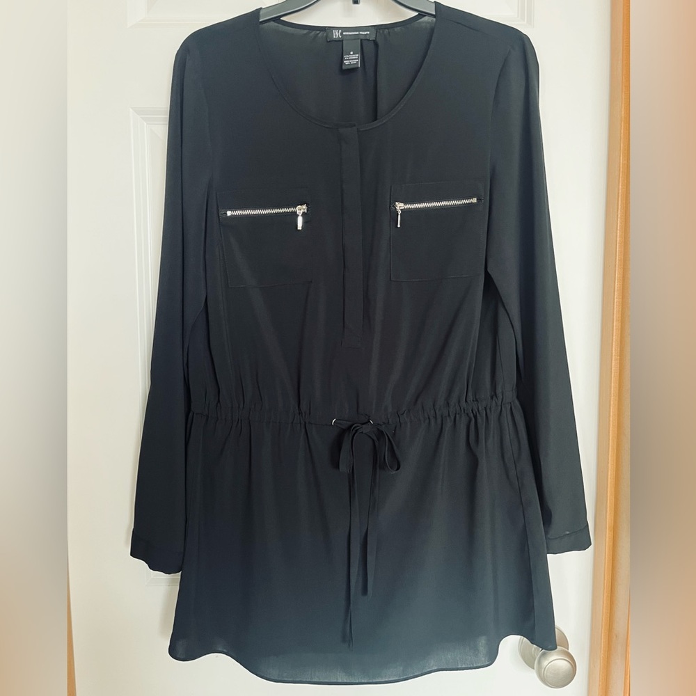 INC International Concepts Black Tunic with Zipper Accents